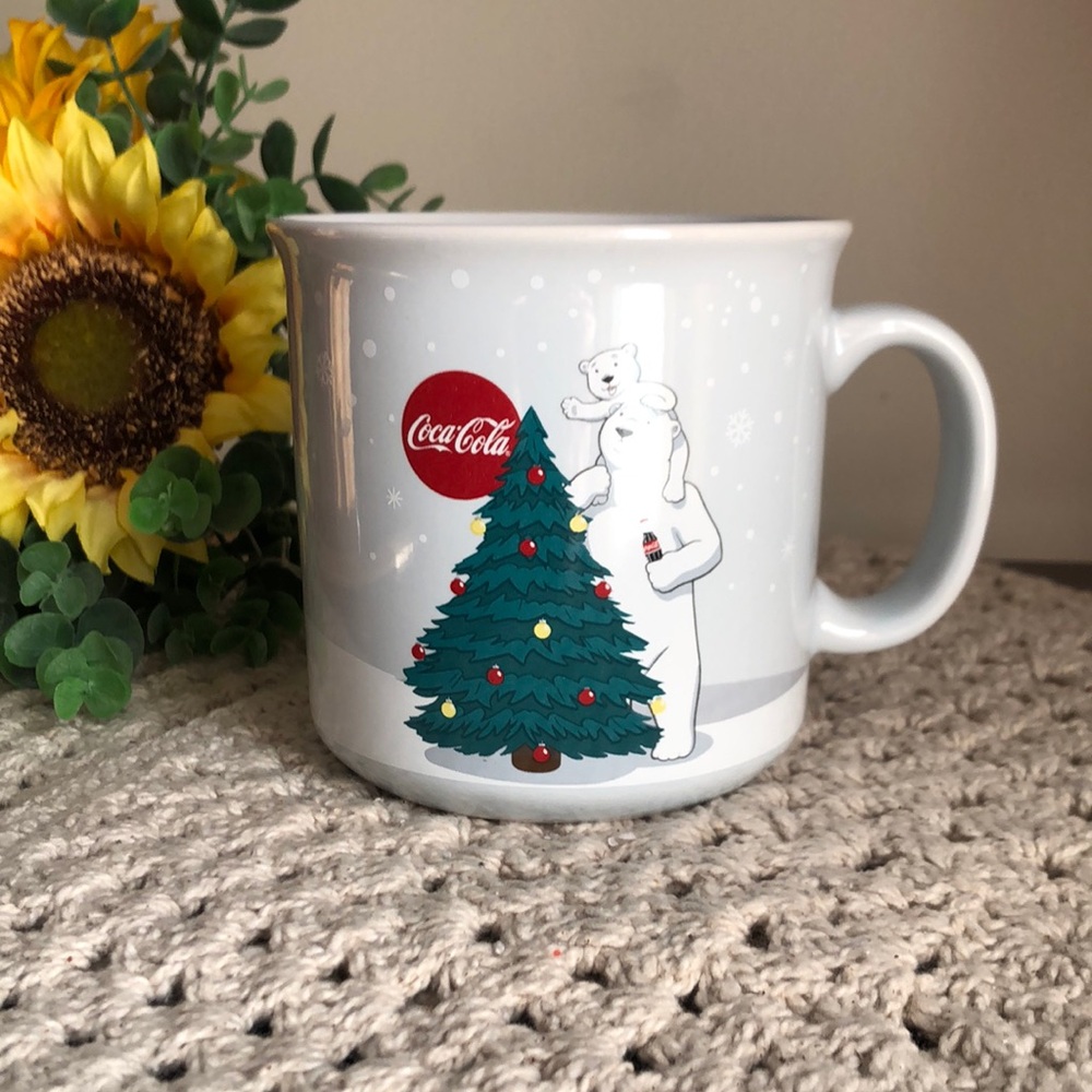 Holiday Coca-Cola Mug with Polar Bear and Christmas Tree